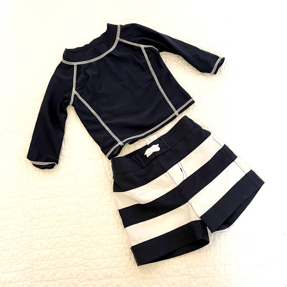 Navy and White Boys Swim Set